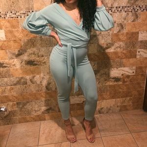 Petite Off the Shoulder Straight Leg Jumpsuit